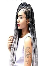 Hair Extensions for Braids Grey to White Ombre 20" by Easy Braid Set of 3 *NEW*