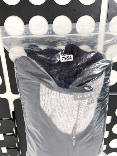 Cardigan donna Laura Ashley taglia 10 blu navy maglia lana tasche zip intera - Foto 11 di 11