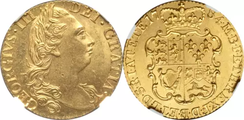 Great Britain 1784 George III gold Guinea NGC MS-62