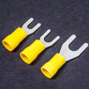 YELLOW FULLY INSULATED ELECTRICAL FORK CRIMP TERMINALS Male Wire Connectors