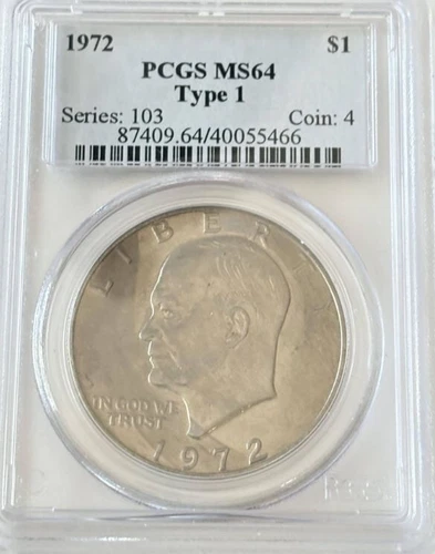 1972 T1 Eisenhower Dollar $1 - NGC MS64 - IKE - Philadelphia