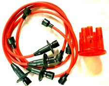 Beetl e and T2 Camper Red HT Ignition Lead Set and Red Distributor Cap