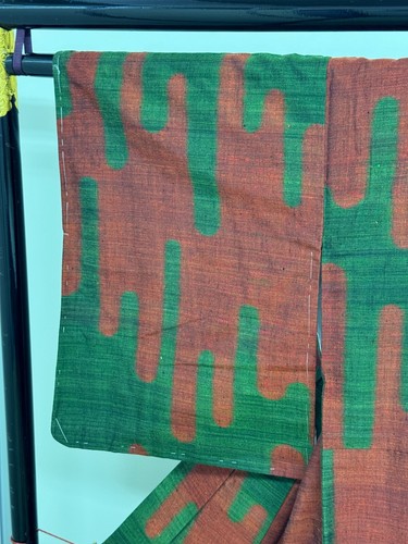 Japanischer Vintage Kimono reine Seide grün teuer Tsumugi Tradition Höhe 62 Zoll - Bild 4 von 20