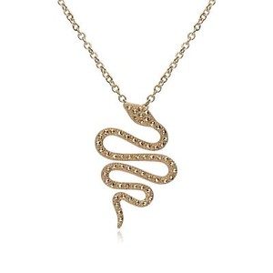 Authentic Marcasite Snake Wrap Necklace in Gold Plated Sterling Silver