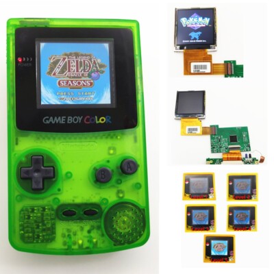Clear Green Retrofit Game Boy Color GBC Console With Highlight Back Light LCD