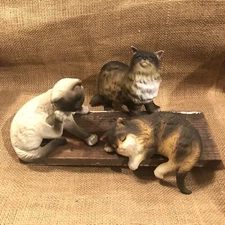 3 Kittens Ceramic Blue eyes Sleep stand scratch Multicolors see pics
