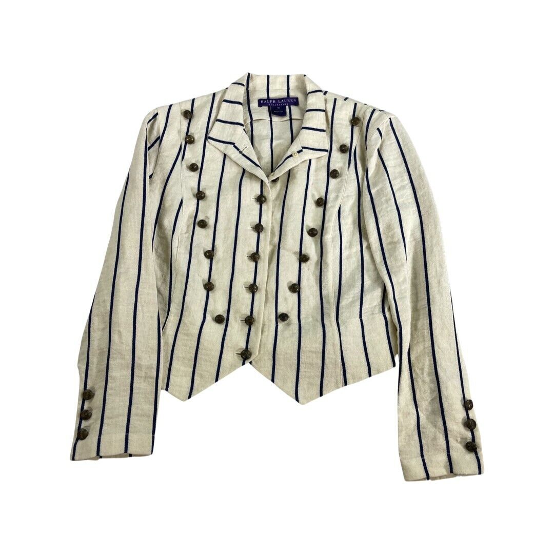 Ralph Lauren Striped Blazer, Roll Tab Cardigan & Linen Pants Women -  Bloomingdale's