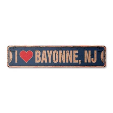 I LOVE BAYONNE NEW JERSEY Vintage Street Sign nj city state us wall road rustic