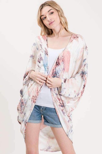 Cárdigan de kimono con impresión múltiple frontal abierto - Imagen 2 de 6