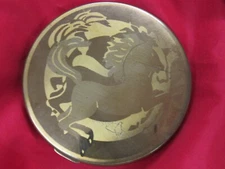 Vintage Gold-tone  Compact with  Puff Engraved Horse Motif