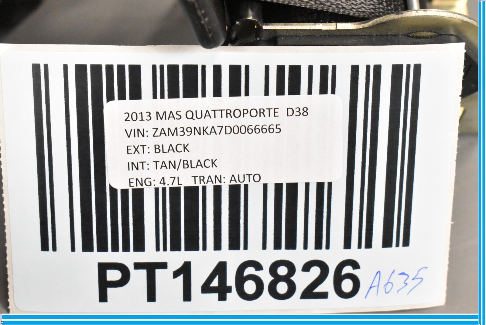Maserati Quattroporte 2004-2013 Rear Seat belt retractor Black