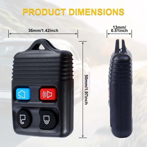 2 Pack Keyless Entry Remote Control Key Fob Transmitter Alarm 4Button For Ford - Picture 7 of 12