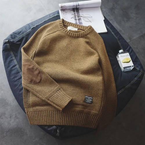 Maglione pullover uomo scollo ad O spesso oversize casual ampio maglia moda autunno - Foto 18 di 28