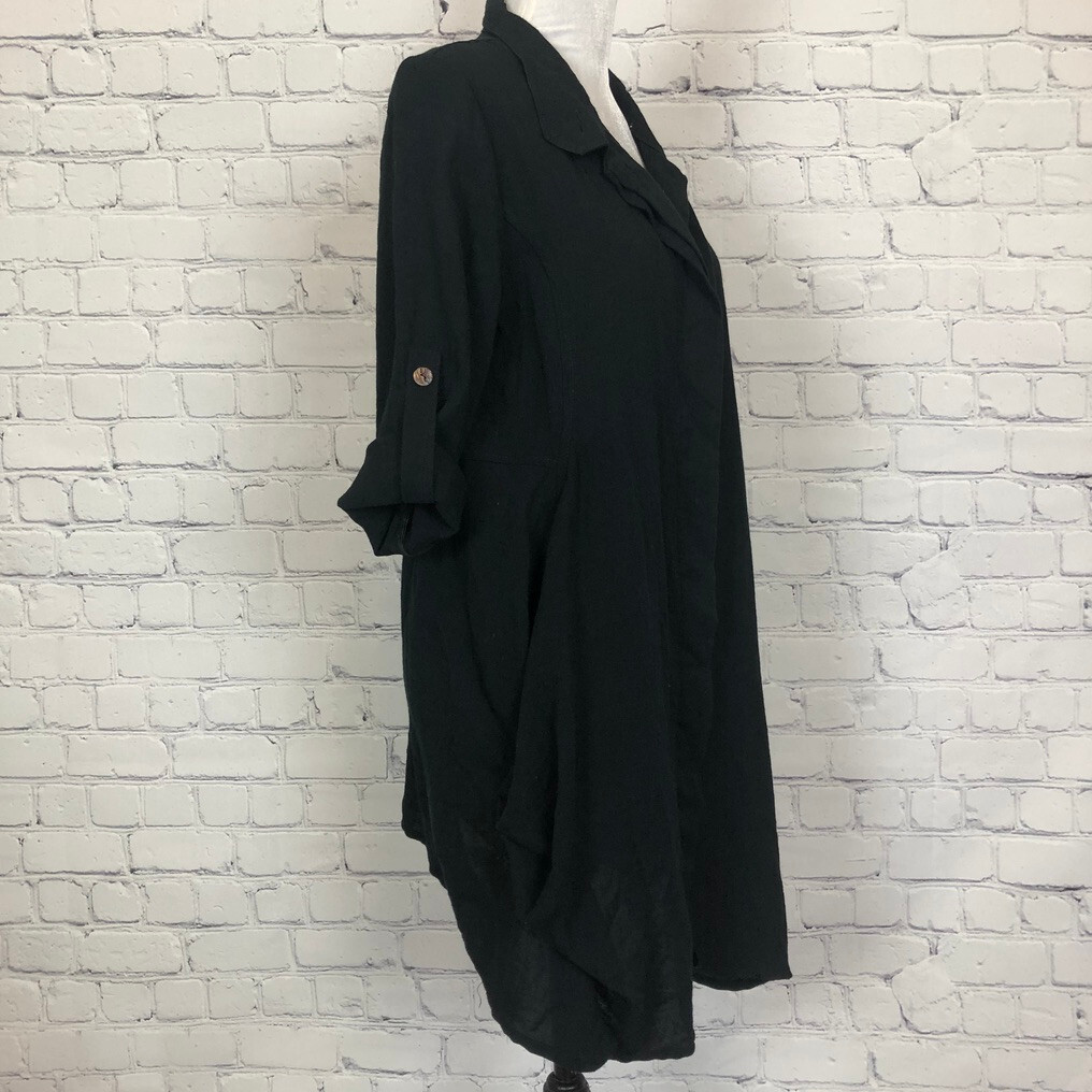 Fridaze Hidden Button Long Linen Jacket Size S Bl… - image 2