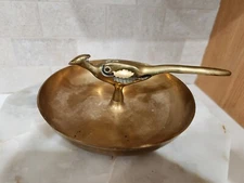 vintage brass nut cracker bowl pedestal