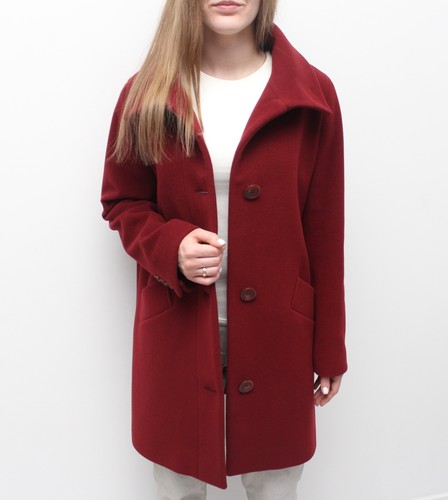 Women's Cinzia Rocca Wool Cashmere Coat Overcoat Exclusive US10 GB14 Burgundy - Picture 9 of 13