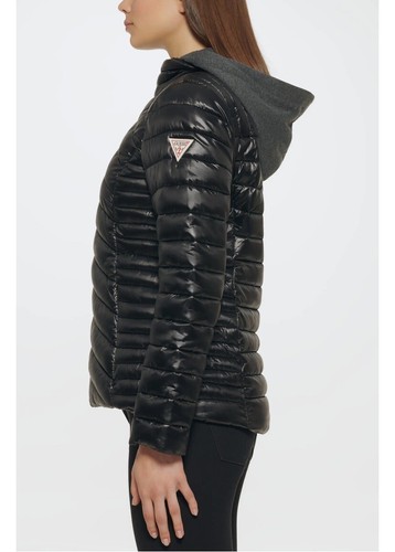 Guess Light Packable Jacket Quilted Black Transitional Puffer Size Large - Picture 3 of 13