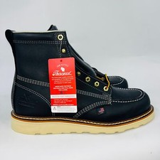 THOROGOOD MENS 804-6201 BLACK 6" STEEL TOE MAX WEAR WEDGE SOLE BOOTS SIZE 9D