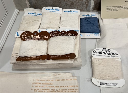Lot Of Candlewicking Embroidery Pillow Kit, Fabric, Yarn -READ - Picture 7 of 24