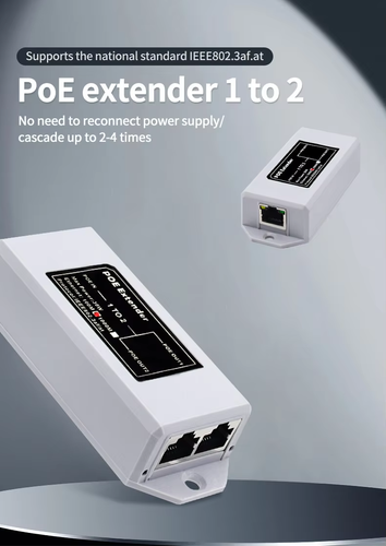 Gigabit 10/100/1000Mbps 1 in 2 Out POE Extender Repeater for IP Camera System - 第 4/15 張圖片