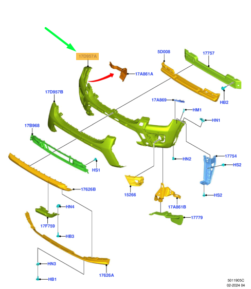 FORD RANGER T6 MK2 Front Bumper 2644367 New Genuine | eBay 