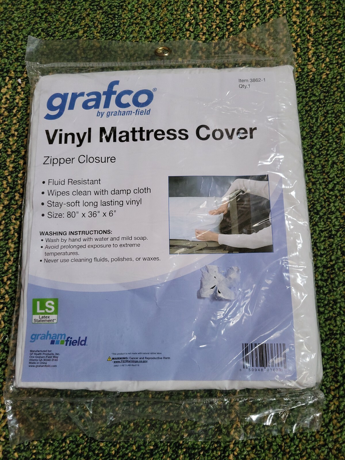 Grafco GrahamField Brand Vinyl Mattress Cover Zipper Closure 80" x 36