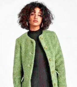 zara green shearling coat