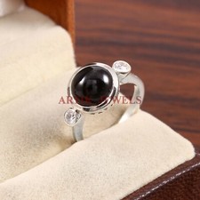 Natural Black Onyx Gemstone with 925 Sterling Silver Ring for Women's 4635