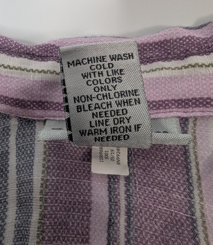 CATHERINES Women’s Tunic Blouse Size 0XWP 14/16WP Purple Stripes Roll Tab - Picture 8 of 9