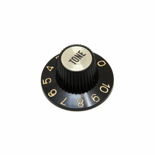 Hosco Witch Hat Tone Control Knob Gibson Style (Black w/Gold Cap, Metric (mm))