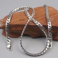 Real S925 Sterling Silver Chain Unisex 5mm Snake Curb Link Necklace 33g 19.6inch