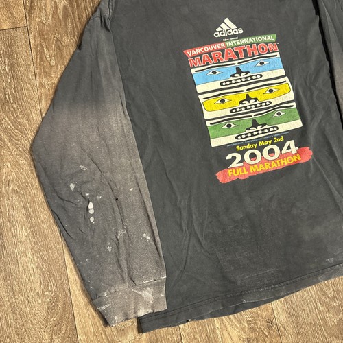 T-shirt manica lunga Adidas Montreal Canada Marathon 2004 vintage grande invecchiata - Foto 2 di 12