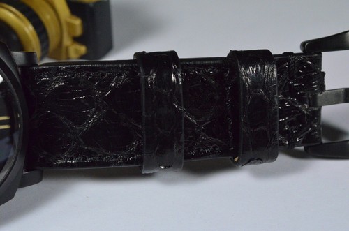 PULSERA RELOJ 26 24 22MM AUTÉNTICO PYTHON NEGRO BIG SCALES FITS PANERAI MA STRAP - Imagen 10 de 12