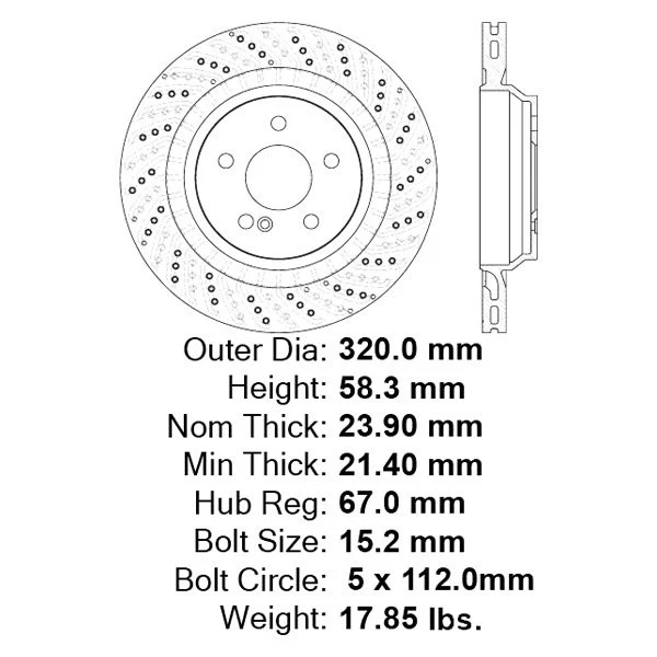For Mercedes-Benz CL600 07-14 Centric SportStop Drilled 1-Piece Rear Brake Rotor Foto 2 de 3