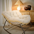 Oversized Rattan Egg Rocking Chair Outdoor Patio Indoor Papasan Chair W/ Cushion