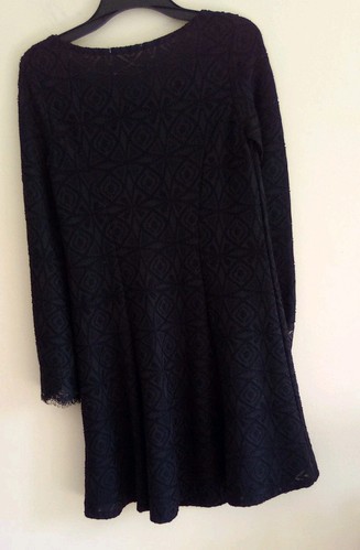 Sunday Rumors Black Lace Dress Black Long Bell Sleeves Lacey Black Dress Small - Picture 3 of 3