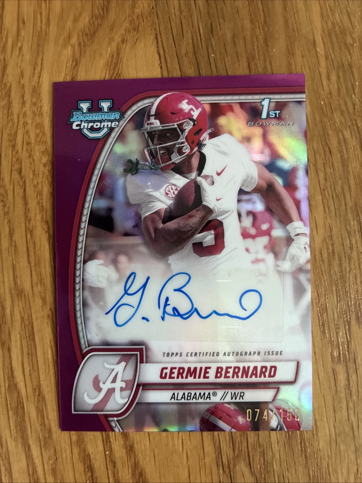 2024 Bowman U Chrome Germie Bernard #PA-GBE 1st Fuchsia Auto # /150 Alabama