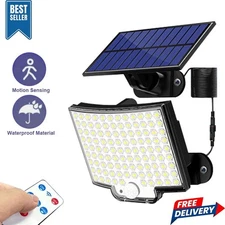 LED Solar Power PIR Motion Sensor Wall Lights Outdoor Garden Security Flood Lamp