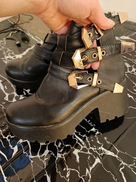 Women Leather Boots Black 36 #B9DP