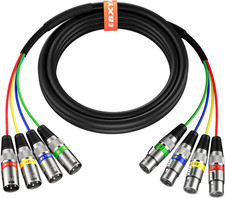 10 Ft XLR Snake Cables 4 Colored, 4-Channel Microphone Patch Cable XLR Male to F