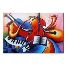 Wall Art Hand Painted Colorful Music Abstract Oil Painting Canvas Home Decor