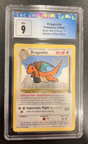 Dragonite Pokémon (1999) Black Star Promo - 5 Mewtwo Strikes Back CGC MINT 9