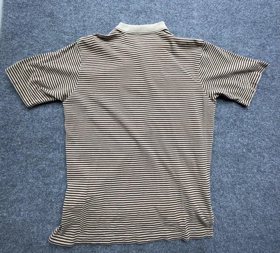 Camisa Polo Ralph Lauren Para Hombre Extra Grande XL Marrón Blanco Rayas Manga Corta De Colección Foto 3 de 4