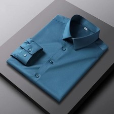 Image of Men's Long Sleeve Shirt Casual Fashion Business Work Non-Iron Wrinkle Resistant