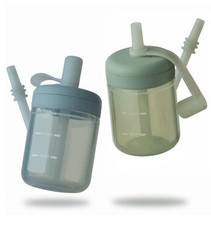 Baby Straw cup  Silicone Toddler Sippy Cup Training Cup with Straw Lid  BPA...