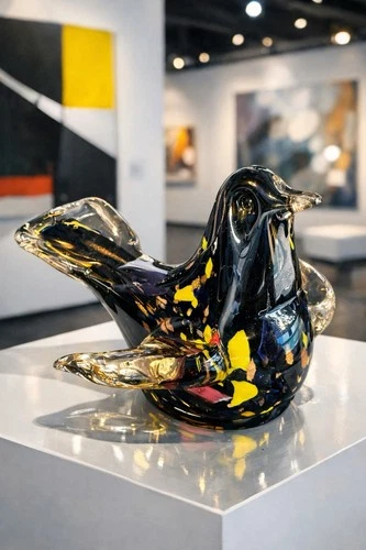 Italian Studio Art Glass Bird Sculpture – Murano Style – Hand Made in Italy