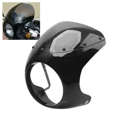 7" Black Motorcycle Headlight Cover Fairing Windshield Universal For Cafe Racer