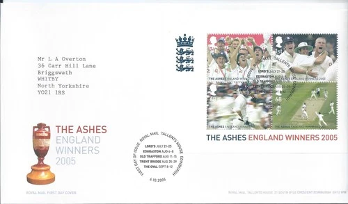 GB QEII 2005 The Ashes England Winners  First Day Cover Tallents House Postmark