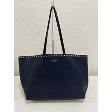 Valentino Garavani Vitello Shoulder Tote Blue Grained Calfskin Rockstud Detail