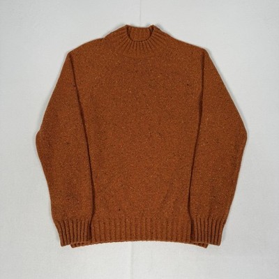 Barbour Pullover Wollmischung gesprenkelt Mock gerippter Ausschnitt Burnt Orange Herren Medium ''